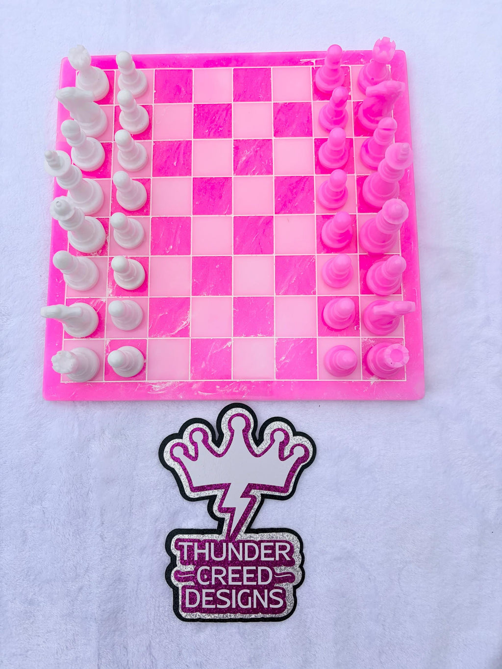 Custom Resin Chess Board, Handmade Chess & Checkers Set
