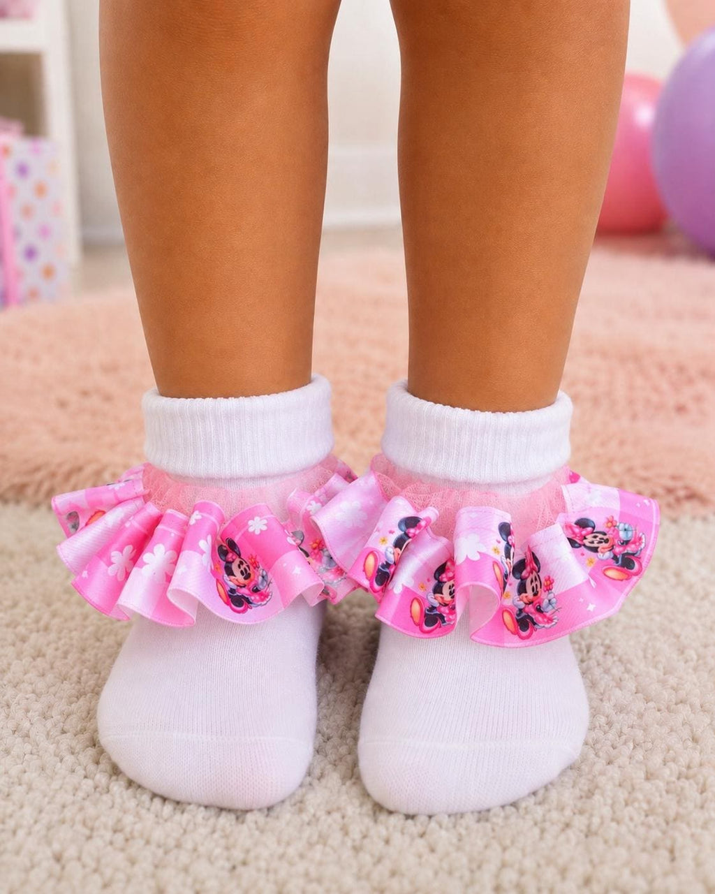 Minnie Mouse Inspired Ruffle Anklets, Detachable Anklet Socks, Pageant Socks