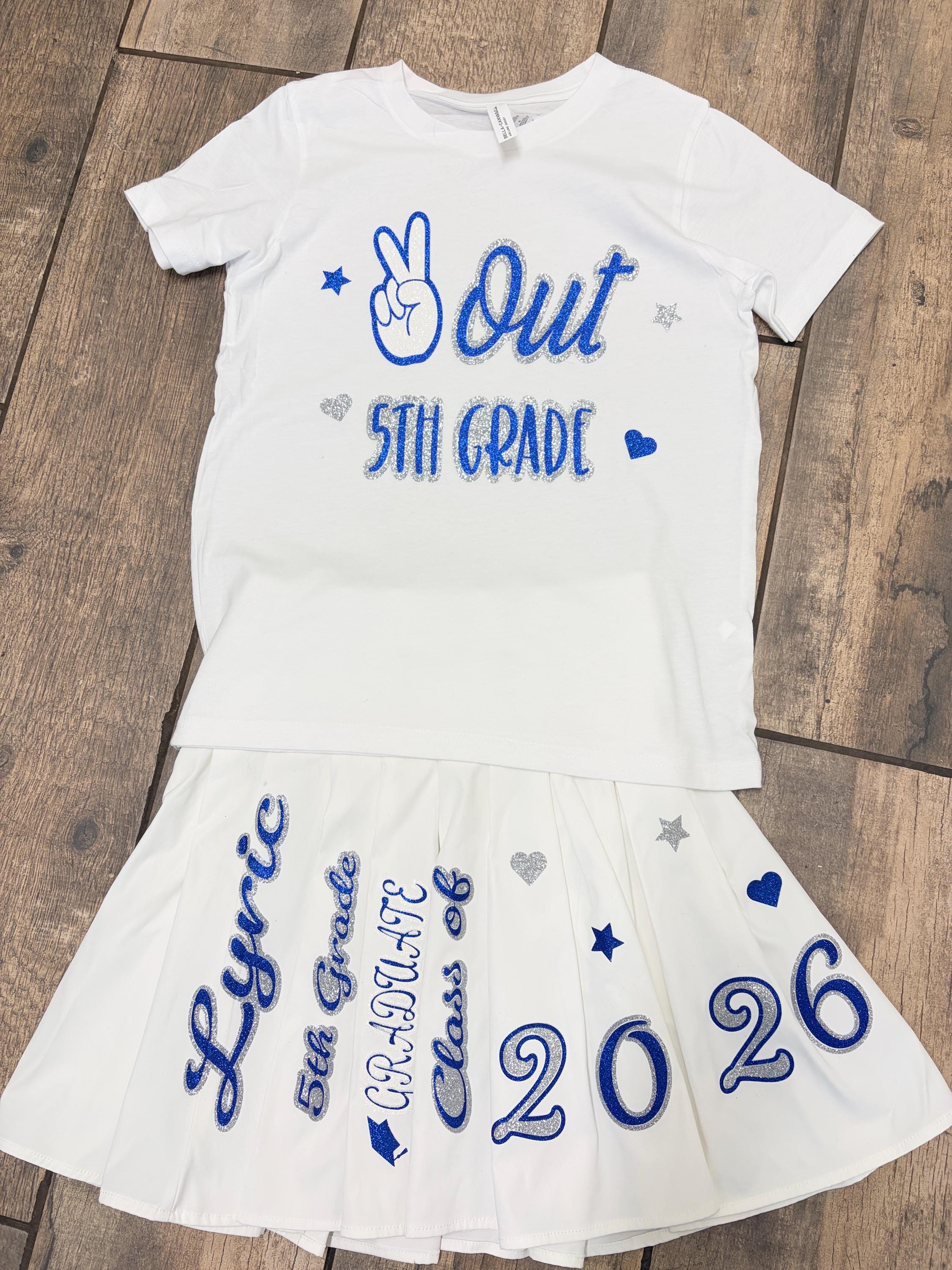 Kids Graduation Skirt Set, Youth Custom Graduation Outfit