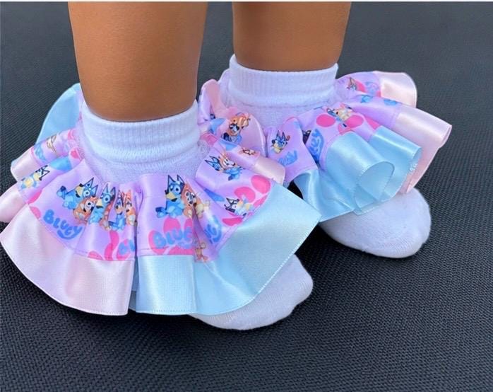 Any theme ruffle anklets, Girl ruffle socks, birthday tutu socks, pageant tutu socks, Character socks