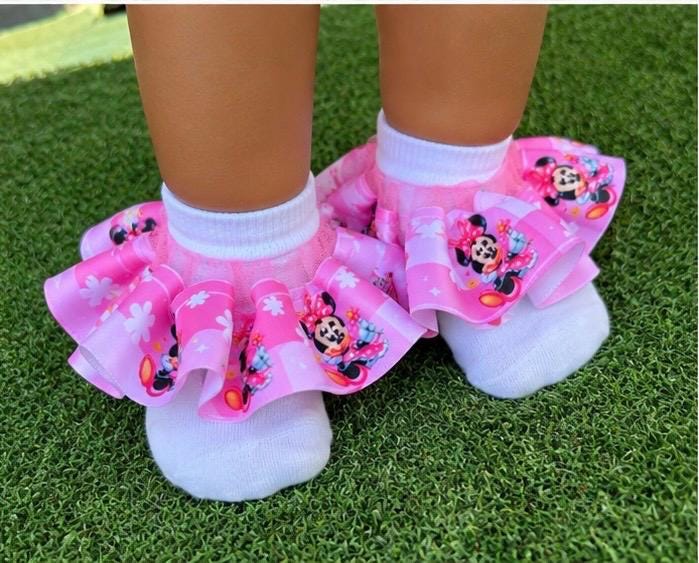 Any theme ruffle anklets, Girl ruffle socks, birthday tutu socks, pageant tutu socks, Character socks